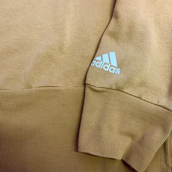 Adidas Cropped Hoodie in Mustard Yellow, Women’s Size L Drawcord Adjustable Hood - Picture 4 of 9